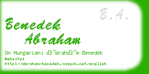 benedek abraham business card